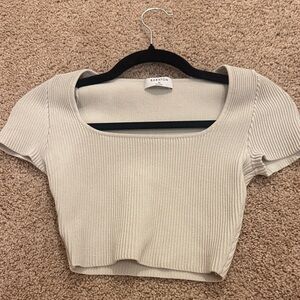 Aritzia ribbed cropped scoop t